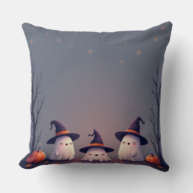 Boo Crew – Cute Halloween Ghosts Design Cushion (Front)