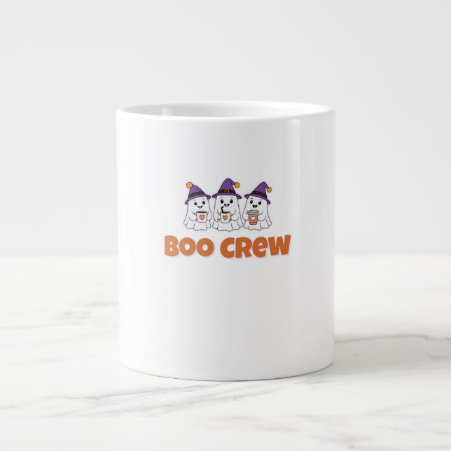 Boo Crew – Cute Halloween Ghosts Design Large Coffee Mug (Front)