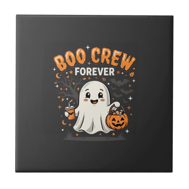 Boo Crew Forever Halloween Ghost Design_1 Ceramic Tile (Front)