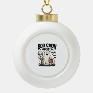 Boo Crew Forever Vintage Ghost Halloween Shirt Des Ceramic Ball Christmas Ornament