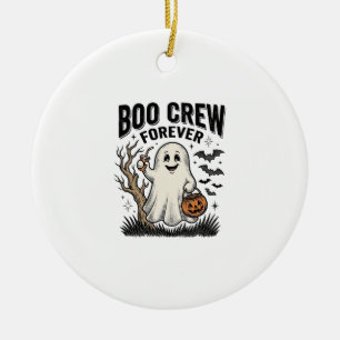 Boo Crew Forever Vintage Ghost Halloween Shirt Des Ceramic Ornament