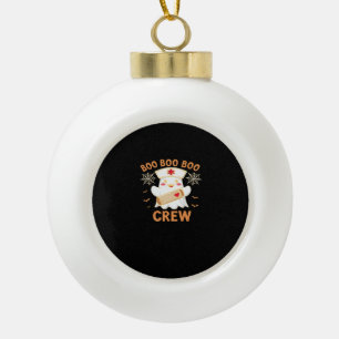 Boo Crew Funny Ghost Spooky Halloween Nurse T-Shir Ceramic Ball Christmas Ornament