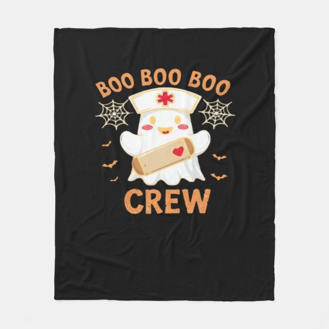Boo Crew Funny Ghost Spooky Halloween Nurse T-Shir Fleece Blanket (Front)