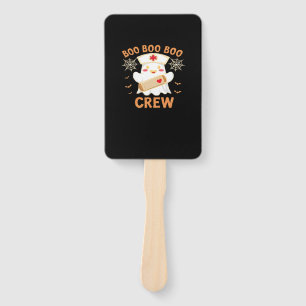 Boo Crew Funny Ghost Spooky Halloween Nurse T-Shir Hand Fan
