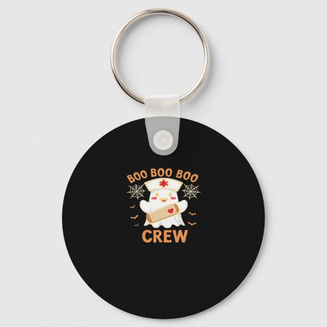 Boo Crew Funny Ghost Spooky Halloween Nurse T-Shir Key Ring (Front)