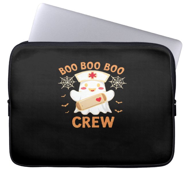Boo Crew Funny Ghost Spooky Halloween Nurse T-Shir Laptop Sleeve (Front)