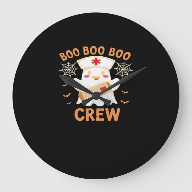 Boo Crew Funny Ghost Spooky Halloween Nurse T-Shir Large Clock (Front)