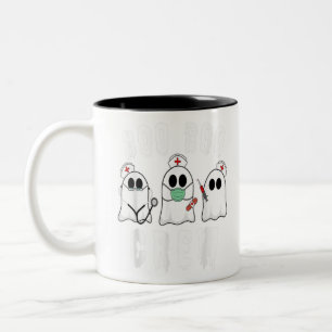 Boo Crew Funny Nurse Halloween Ghost Costume Two-Tone Coffee Mug