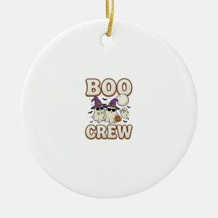 Boo Crew Ghost Halloween Vintage Vector Design_1 Ceramic Ornament