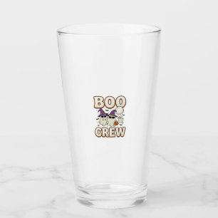 Boo Crew Ghost Halloween Vintage Vector Design_1 Glass