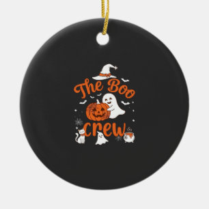Boo Crew Ghost Pumpkin White Cat Witch Hat Ceramic Ornament