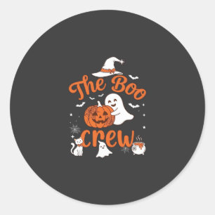 Boo Crew Ghost Pumpkin White Cat Witch Hat Classic Round Sticker
