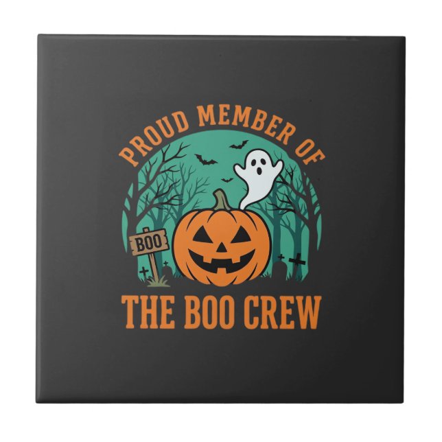 Boo Crew Halloween Ghost Pumpkin Design_1 Ceramic Tile (Front)