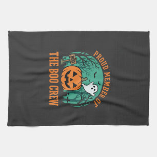 Boo Crew Halloween Ghost Pumpkin Design_1 Tea Towel
