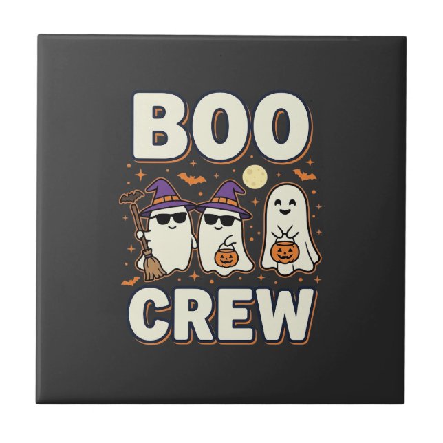 Boo Crew Halloween Ghosts Vector Design_1 Ceramic Tile (Front)