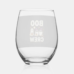 Boo Crew Halloween Ghosts Vector Design_1 Stemless Wine Glass