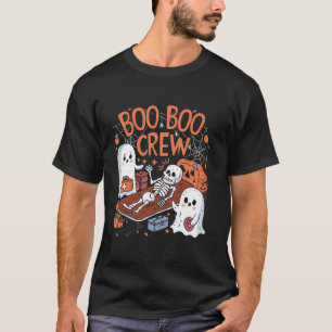 Boo Crew Halloween Nurse Ghost Skeleton Funny T-Shirt