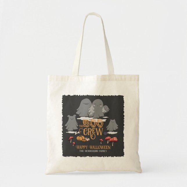 Boo Crew Halloween Personalised Family Name Tote Bag (Front)