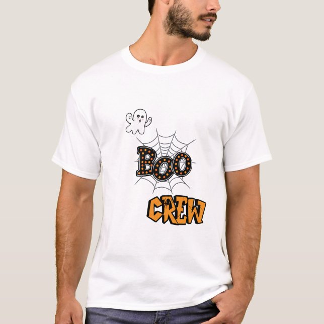 Boo Crew Halloween Shirt – Ghost & Spider Web  (Front)