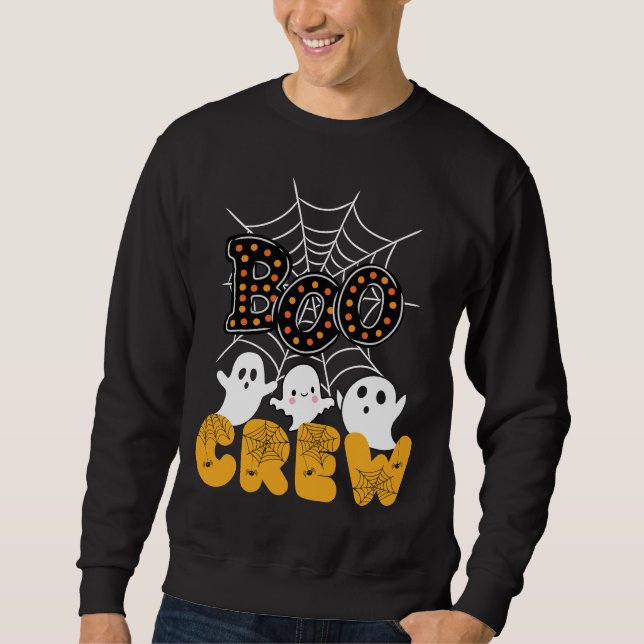 Boo Crew Halloween Sweatshirt with Cute Ghosts  (Front)