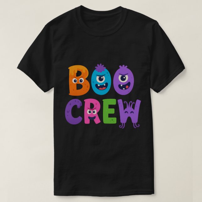 Boo Crew Halloween T-Shirt - Cute Monster Letters  (Design Front)