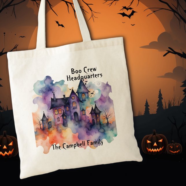 Boo Crew Headquarters Haunted House Halloween Tote Bag (Creator Uploaded)