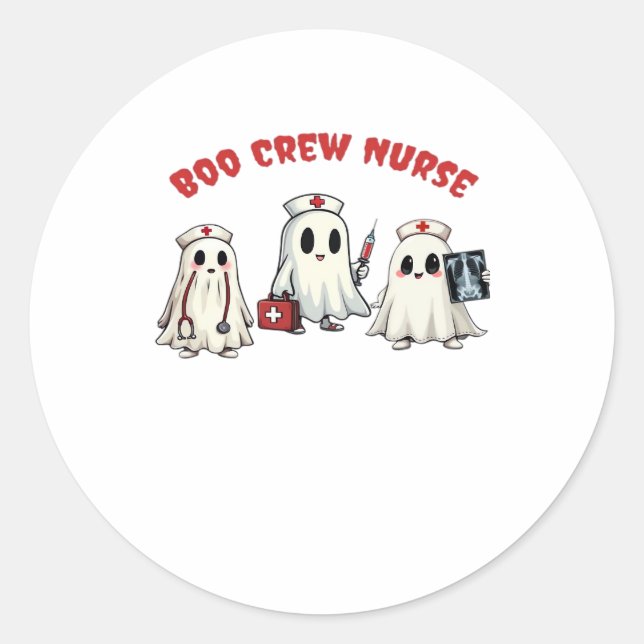 BOO CREW NURSE Essential T-Shirt Classic Round Sticker (Front)