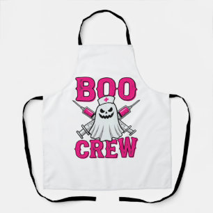 Boo Crew Nurse Ghost Halloween Apron