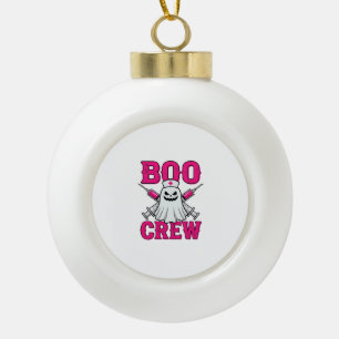 Boo Crew Nurse Ghost Halloween Ceramic Ball Christmas Ornament