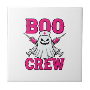 Boo Crew Nurse Ghost Halloween Ceramic Tile