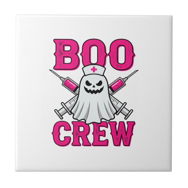 Boo Crew Nurse Ghost Halloween Ceramic Tile (Front)