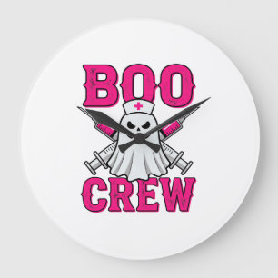 Boo Crew Nurse Ghost Halloween Large Clock