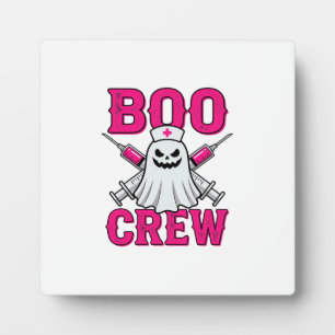Boo Crew Nurse Ghost Halloween Plaque