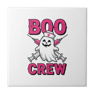 Boo Crew Nurse Ghost Halloween Vector Design_1 Ceramic Tile