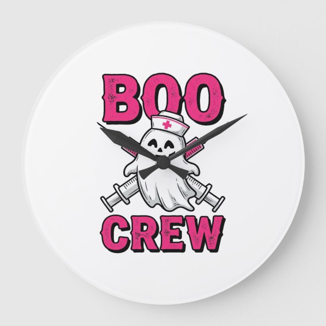 Boo Crew Nurse Ghost Halloween Vector Design_1 Large Clock (Front)