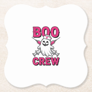 Boo Crew Nurse Ghost Halloween Vector Design_1 Paper Coaster