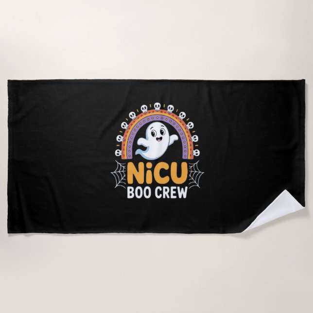 Boo Crew Nurse Halloween for Nurses Ghost Essentia Beach Towel (Front)