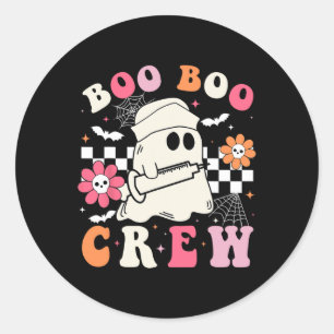 Boo Crew Nurse Halloween Outfits For Women Men Kid Classic Round Sticker