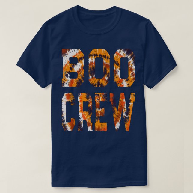 Boo Crew Orange Tie Dye  Matching Halloween Haunte T-Shirt (Design Front)