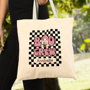 Boo Crew Pink Ghost with Iced Coffee Personalised Tote Bag
