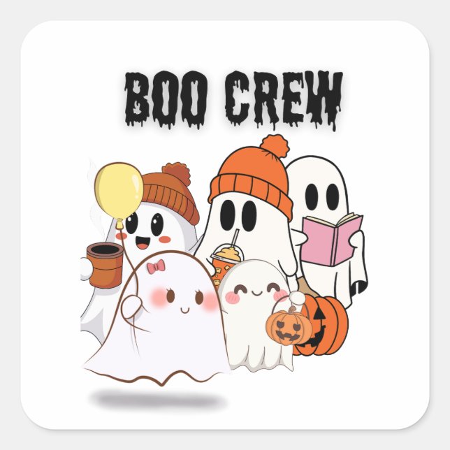 Boo Crew Shirt | Cute Ghost Squad Halloween  Square Sticker (Front)