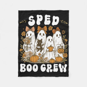Boo Crew Sped Teacher Wildflower Halloween Ghost P Fleece Blanket