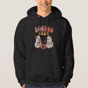 Boo Crew Spooky Season Pumpkin Nurse Ghost Hallowe Hoodie