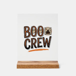 Boo Crew Vintage Halloween Engraving Shirt Design_ Acrylic Sign