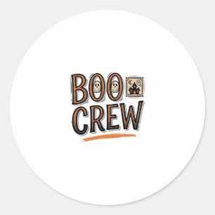 Boo Crew Vintage Halloween Engraving Shirt Design_ Classic Round Sticker