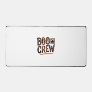 Boo Crew Vintage Halloween Engraving Shirt Design_ Desk Mat
