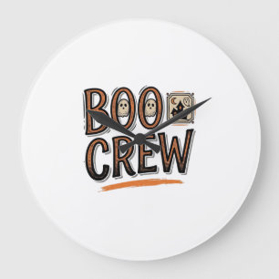 Boo Crew Vintage Halloween Engraving Shirt Design_ Large Clock