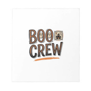 Boo Crew Vintage Halloween Engraving Shirt Design_ Notepad