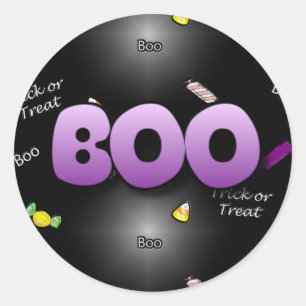 Boo Cute Black and Purple Halloween Stickers