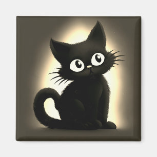 Boo Cute Black Cat Halloween Magnet